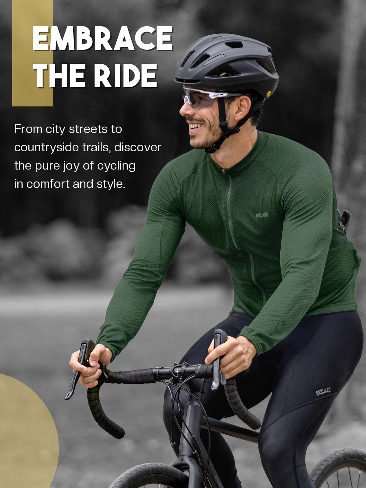ARSUXEO Camiseta ligera de manga larga para hombre, camiseta de ciclismo
