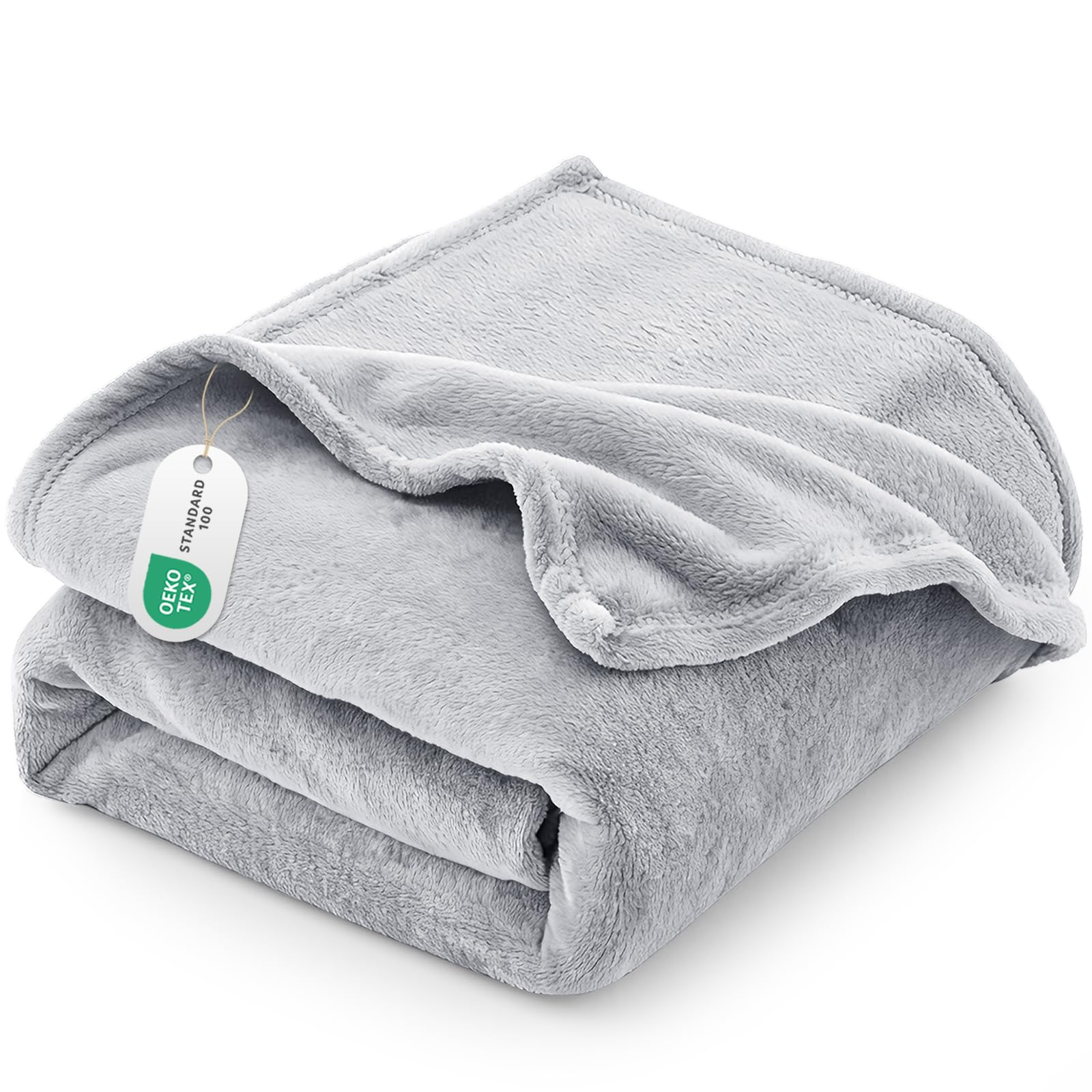 CozyLux Flanell Decken - Extra weiche 100% Mikrofaser Reversible Hundebettdecke - Atmungsaktive graue Decke