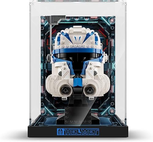 Vitrina de acrílico para Lego Star Wars 75349 Captain Rex Helmet o 75350 Clone Commander Cody Helmet, caja transparente Placa acrílica con base y