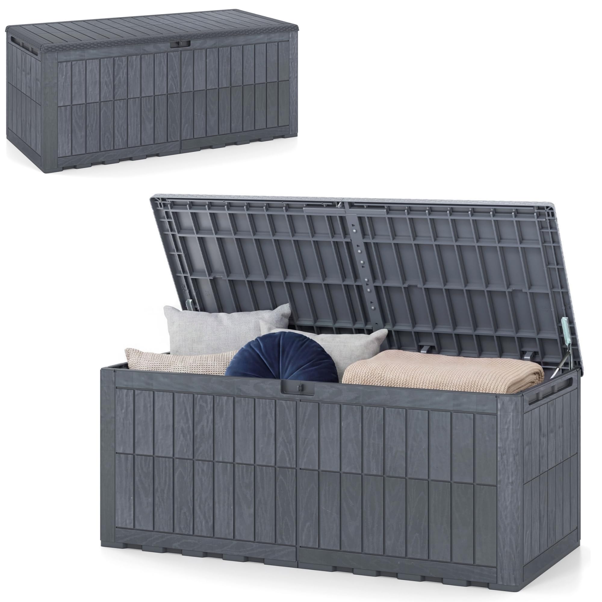 RELAX4LIFE Coffre de Jardin Boîte Extérieur en Résine (L | 680L,Anthracite)