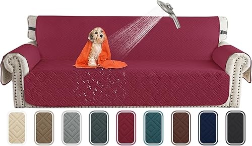 Miniatura 12 de XINEAGE Funda de sofá 100% impermeable para mascotas, funda de sofá antideslizante lavable, fundas de sofá para 3 cojines, protector de muebles con