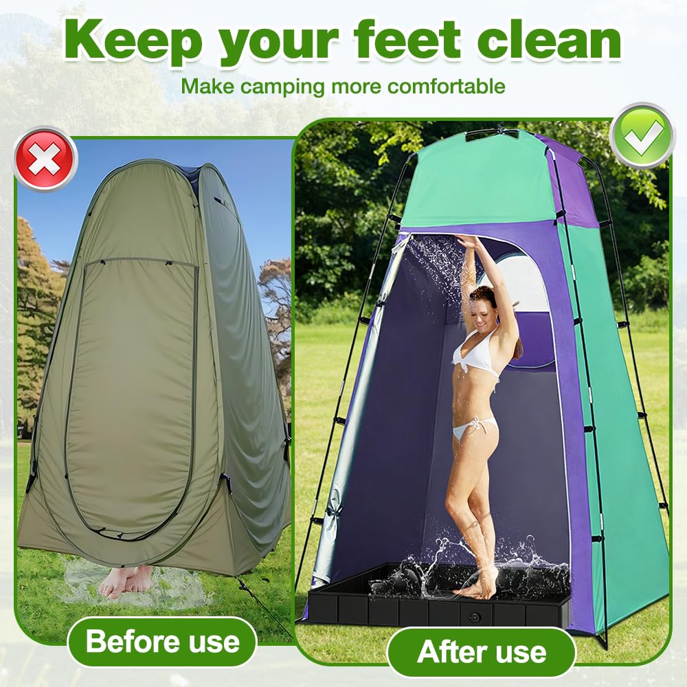 Base de Douche Pliable, 2 en 1 Receveur de Douche Portable Avec 1 Mètre Tuyau de Vidange, Base de Douche de Camping pour Laver Les Animaux, Le Camping et Les Voyages (104 x 104 x 13 cm)