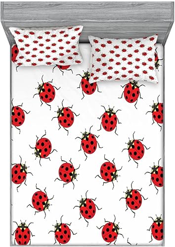 Miniatura 132 de Ambesonne Juego de sábanas bajeras y fundas de almohada de los años 90, patrón geométrico en estilo retro, formas redondas de triángulo de media