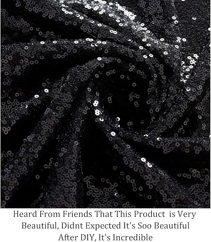 Miniatura 2 de Pardecor The Yard - Tela de lentejuelas de tela brillante de 2 yardas para coser vestidos y hacer manteles de fiesta de boda (2 yardas, negro)