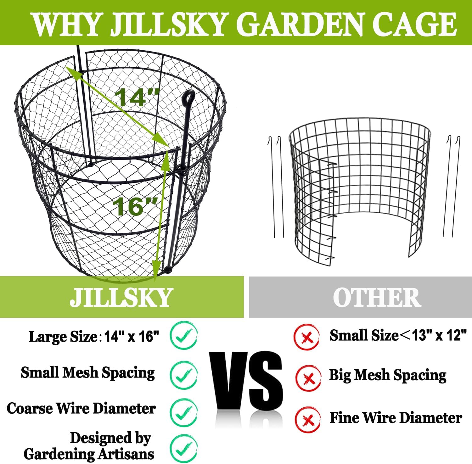 6 Pack Garden Plant Protection Cloches 14"x16", Heavy Duty Chicken Wire Plant Protectors, Rustproof Metal Garden Cages to Shield Seedlings, Flowers & Vegetables from Animals