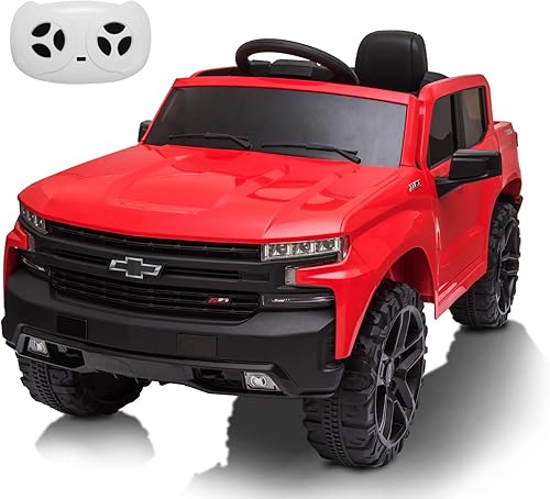 Auto de paseo para niños con control remoto, ruedas eléctricas de 12 V con licencia Chevrolet Silverado GMC Ride On Vehículos eléctricos para niños