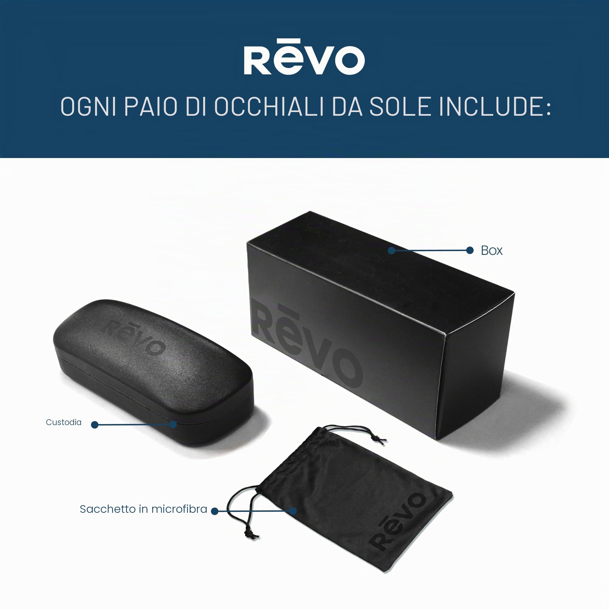 Revo Occhiali da sole Descend N: filtri per lenti polarizzate UV, montatura rettangolare senza montatura, montatura in cristallo con lenti blu acqua