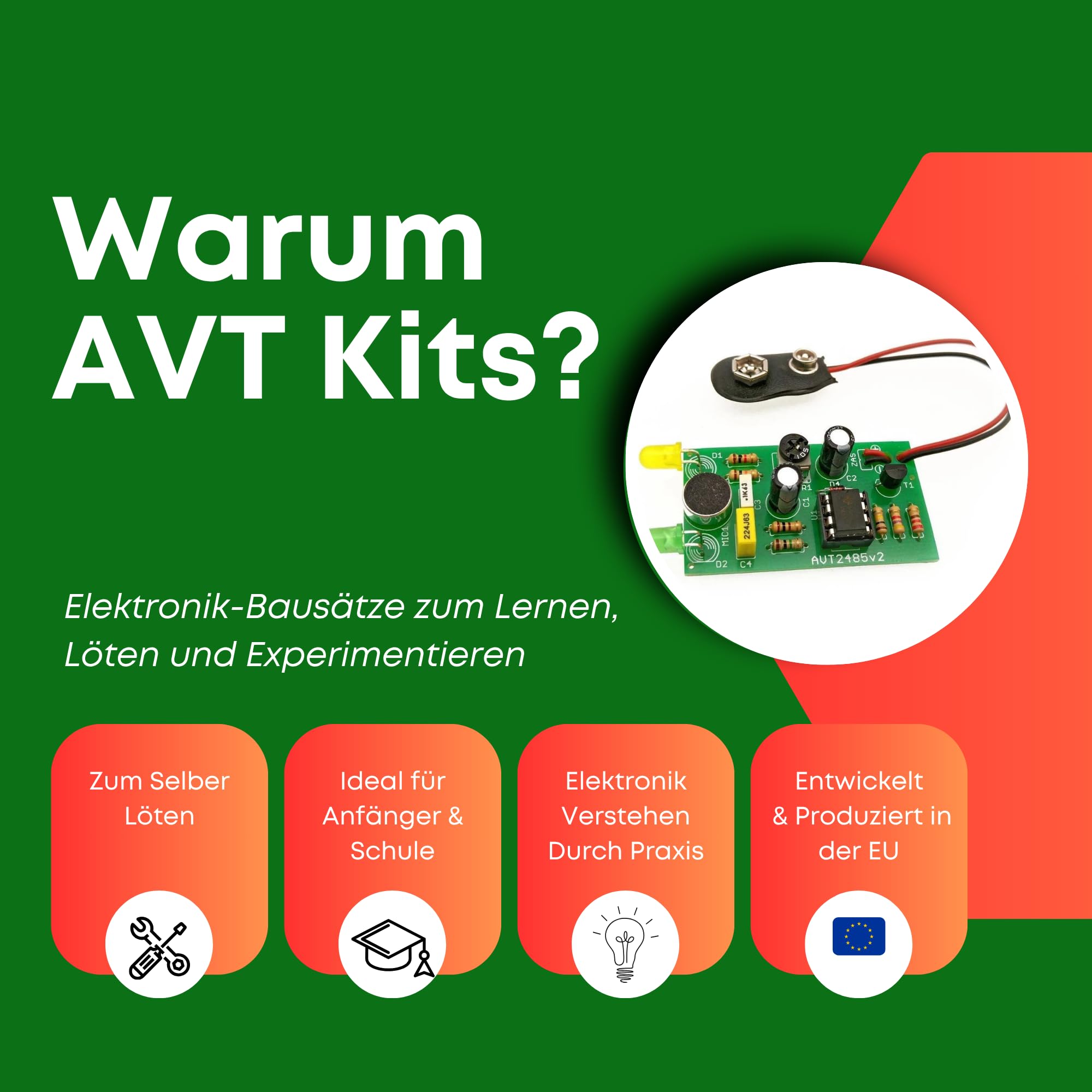 AVT3122 KIT DIY - LED-Thermometer mit roter Anzeige, Temperaturanzeige, DIY, LED, Elektronik Bauset, Löten, Trainieren, Lernen, Projekt für Anfänger