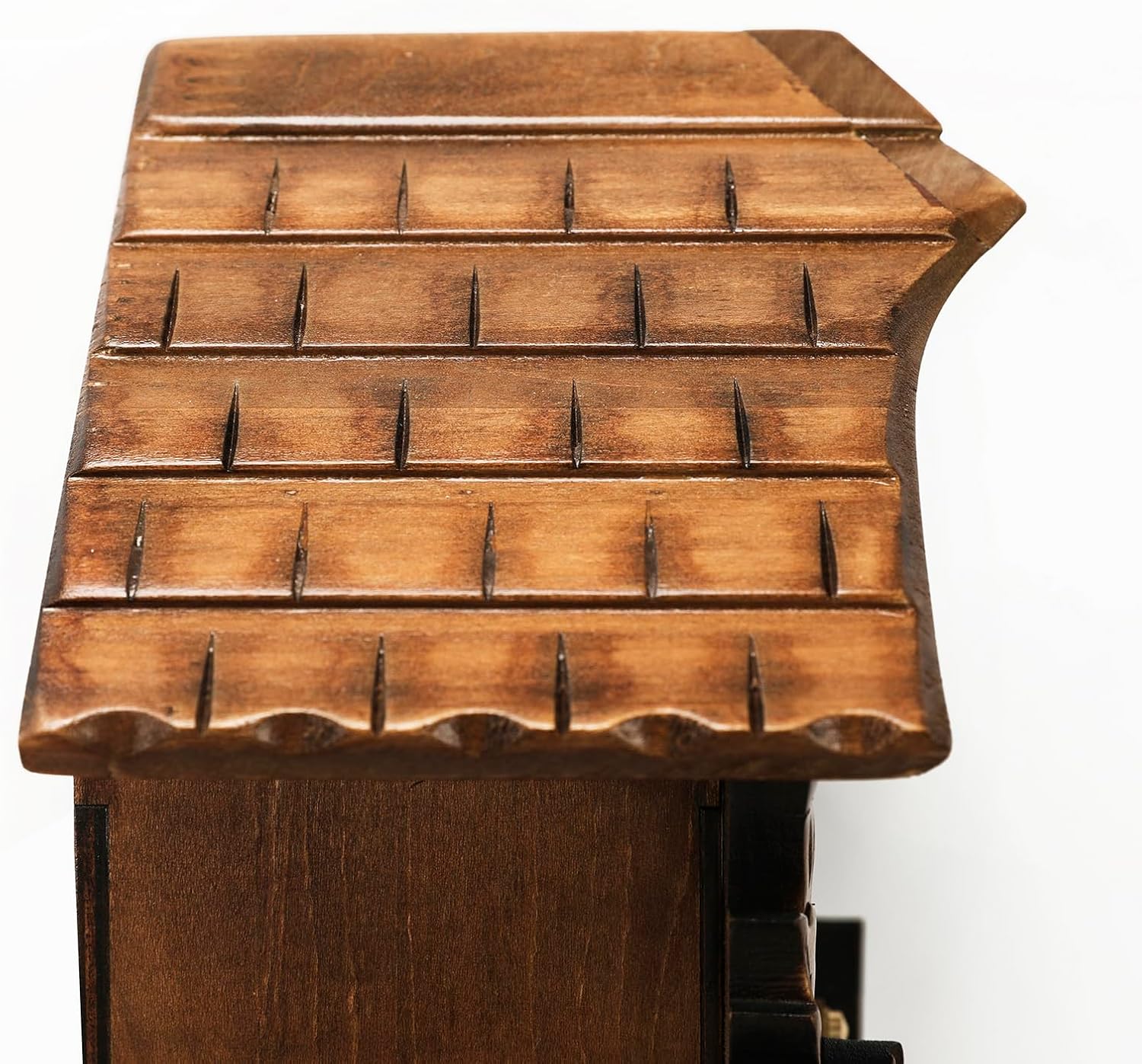 Cuckoo Clock - Traditional Black Forest Handcrafted Wooden Wall Clock, Silent Quartz Movement with Hourly Bird Song & Music for Living Room Home Decor