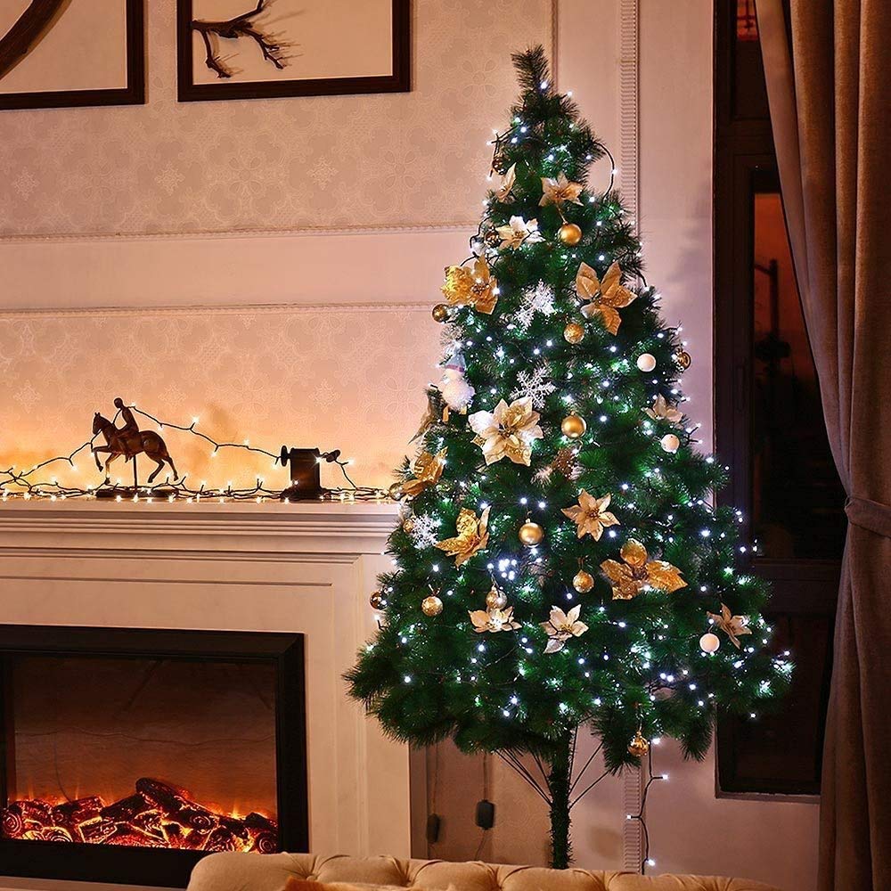 NEXVIN Luci Albero di Natale Bianco Freddo Catena luminosa 20M 200 LED, Luci di Natale con 8 modalità, Funzione Timer e Memoria, Collegabile, Luci Natalizie da Esterno ed Interno, Filo verde scuro
