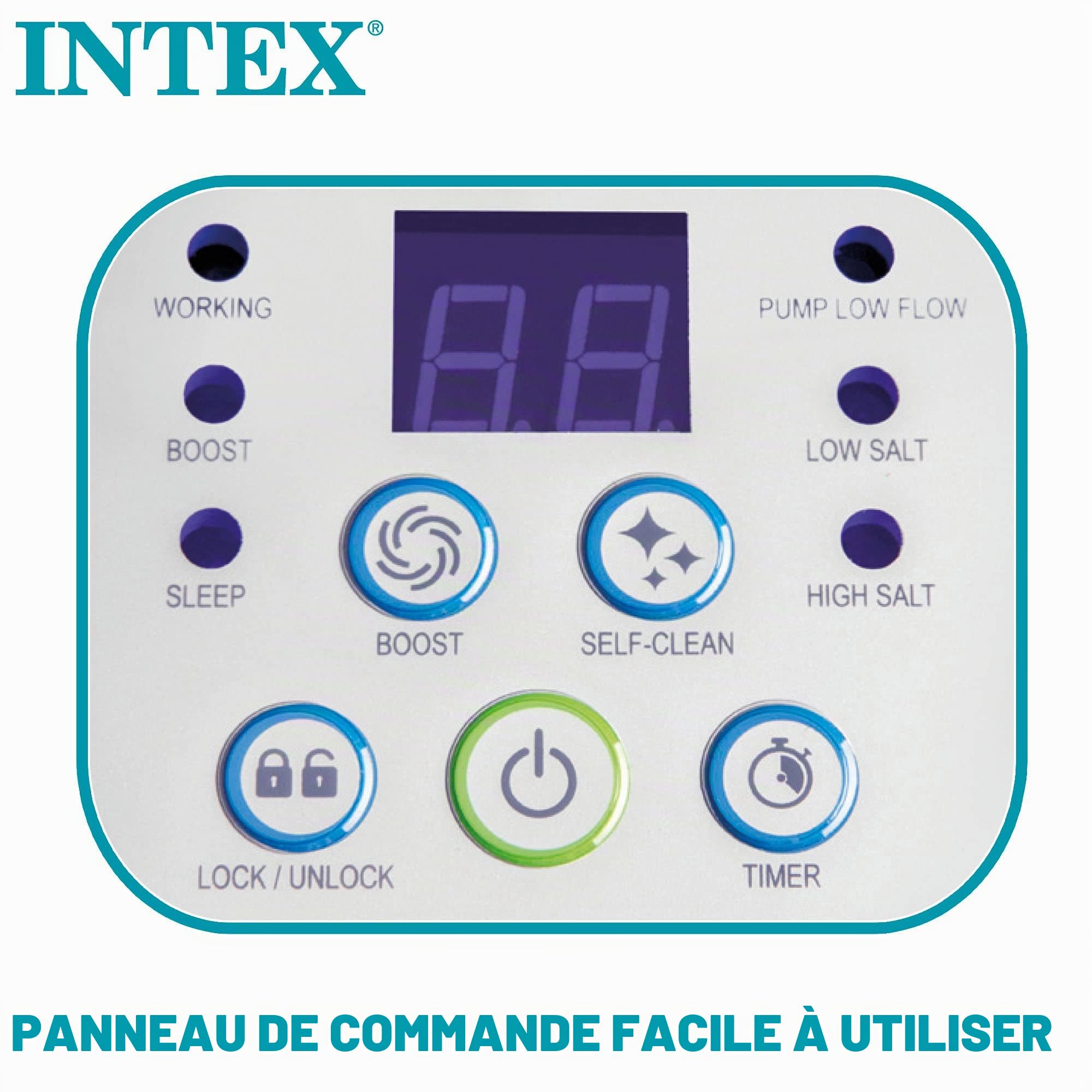 Intex - 26664 - Stérilisateur Au Sel QS400 Pour Piscine Jusqu'À 17M³, Blanc
