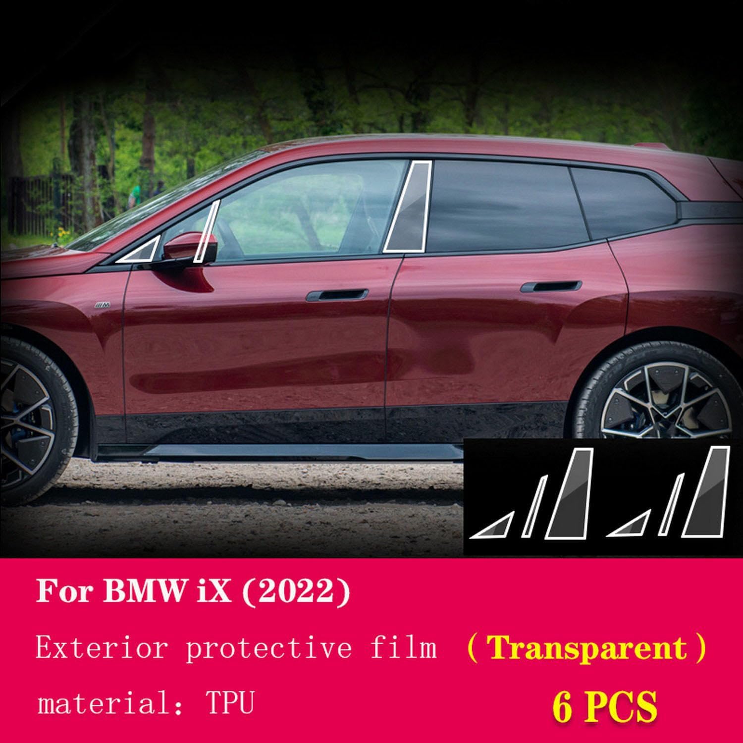 JCAKES Car Exterior Car Window Pillar Anti-Scratch TPU PPF Protective Film Anti-Scratch Repair Film Accessories，for BMW iX 2022-2023