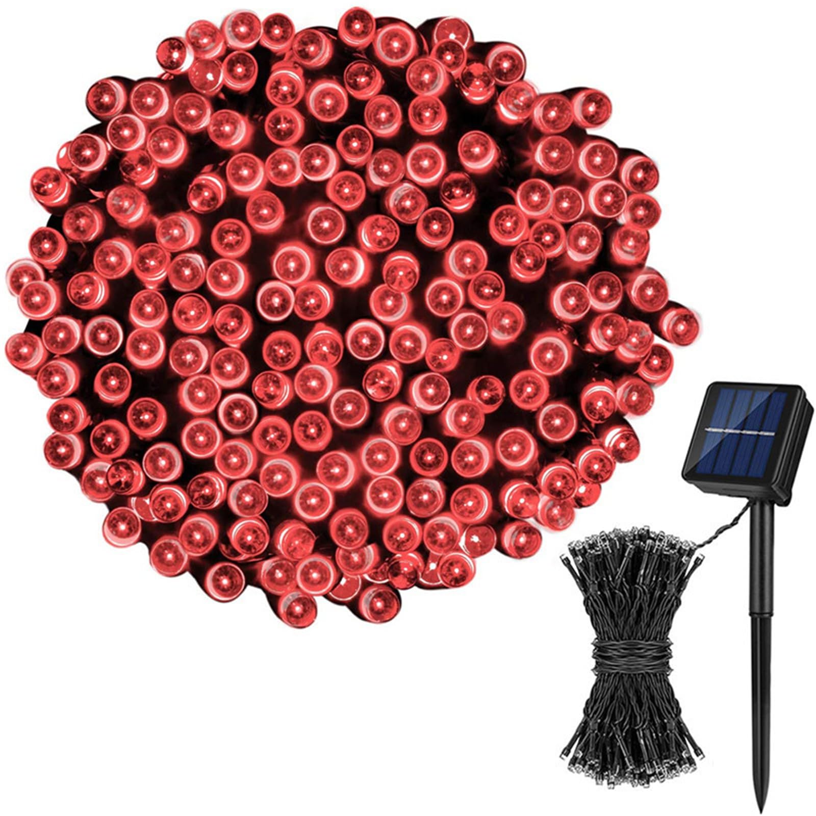 FANSU 6 Styles Beads LED Garden Lights, 8 Modes Indoor/Outdoor Solar String Lights, Solar Lights Outdoor Garden, for Patio Yard Home Christmas Parties Wedding Decorations (Red,5m/20LED)