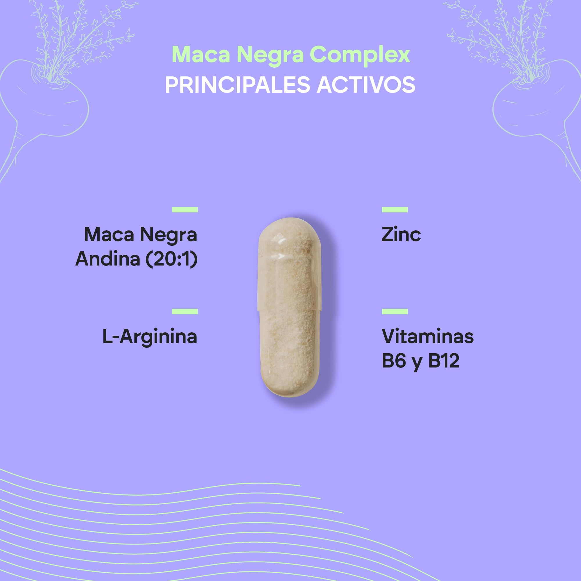 Maca Negra Andina 32.000mg - Potencia 20:1 + Energia con L-Arginina + Zinc + B6 + B12 - Maca Peruana para Hombre y Mujer - 120 Cápsulas Black Maca Complex Nutralie