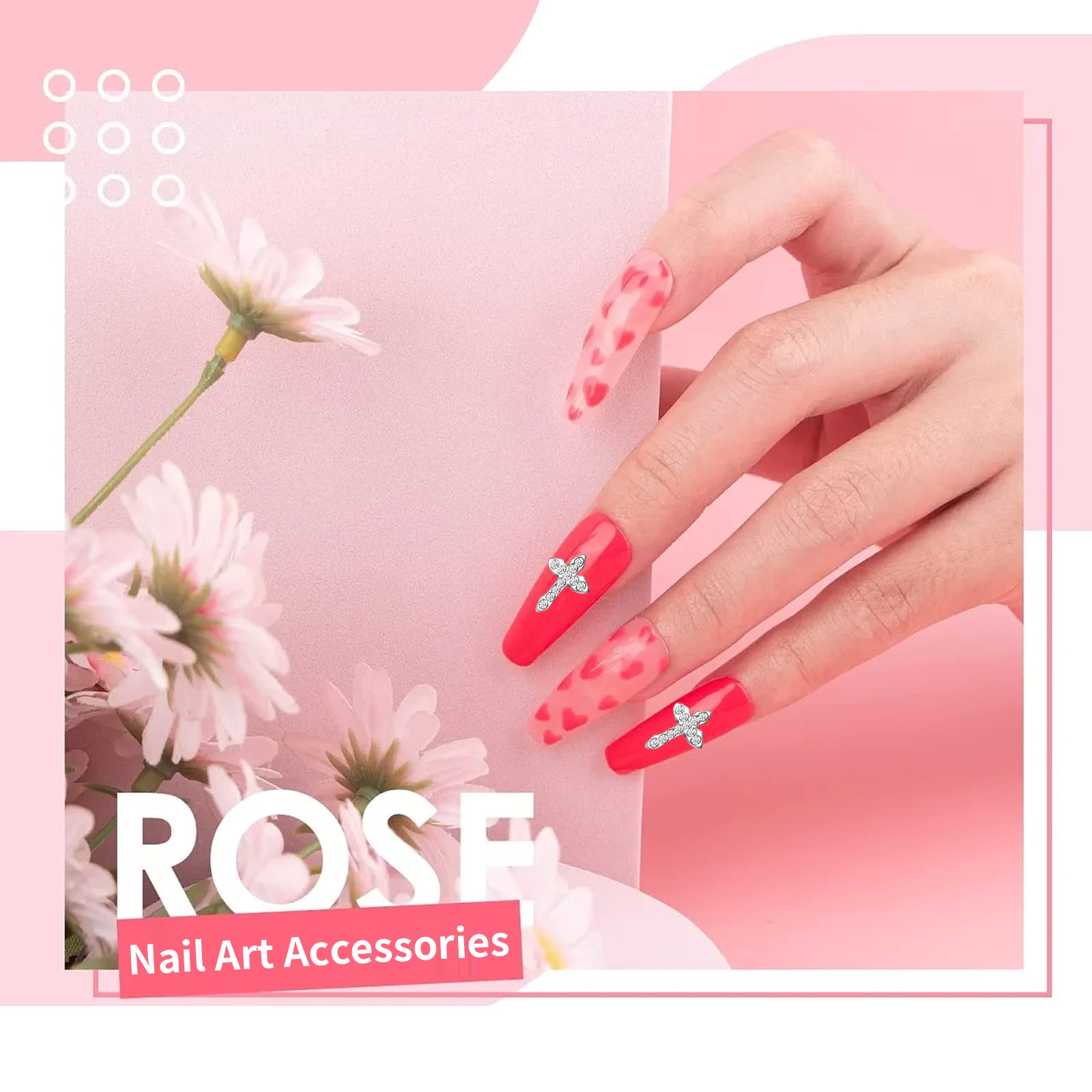 80 Stück Gold Nagelcharms – Mit Kreuz, Rose, Herz & Jungfrau Maria, Aus Metalllegierung Für Nailart