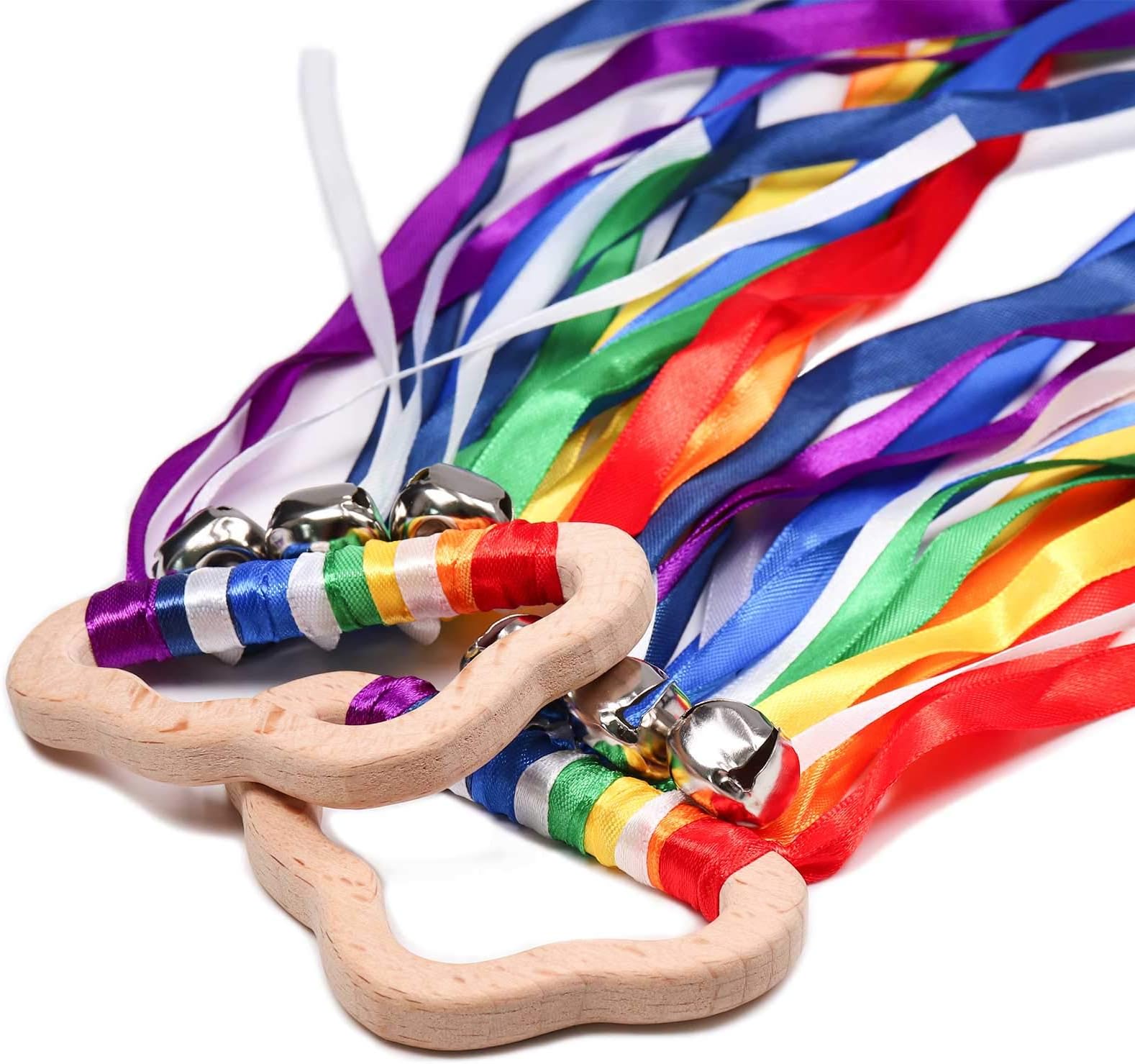 DILIMI Rainbow Hand Ribbon Kite Baby Sensory Toys Waldorf Hand Kite Montessori Learning Toy Cloud Rainbow Hand Kite Set of 2 Gift for Kids