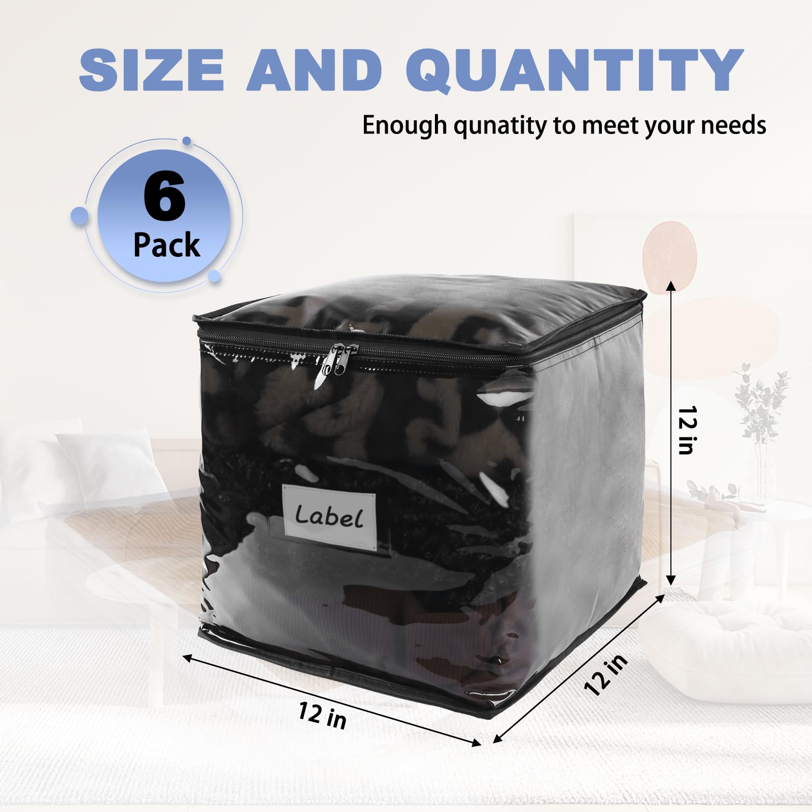 Bolsas de almacenamiento transparentes con cremallera, bolsas de almacenamiento de suéteres de plástico con cremallera, 6 paquetes organizadores de ropa para mantas, suéteres de lino, sábanas,