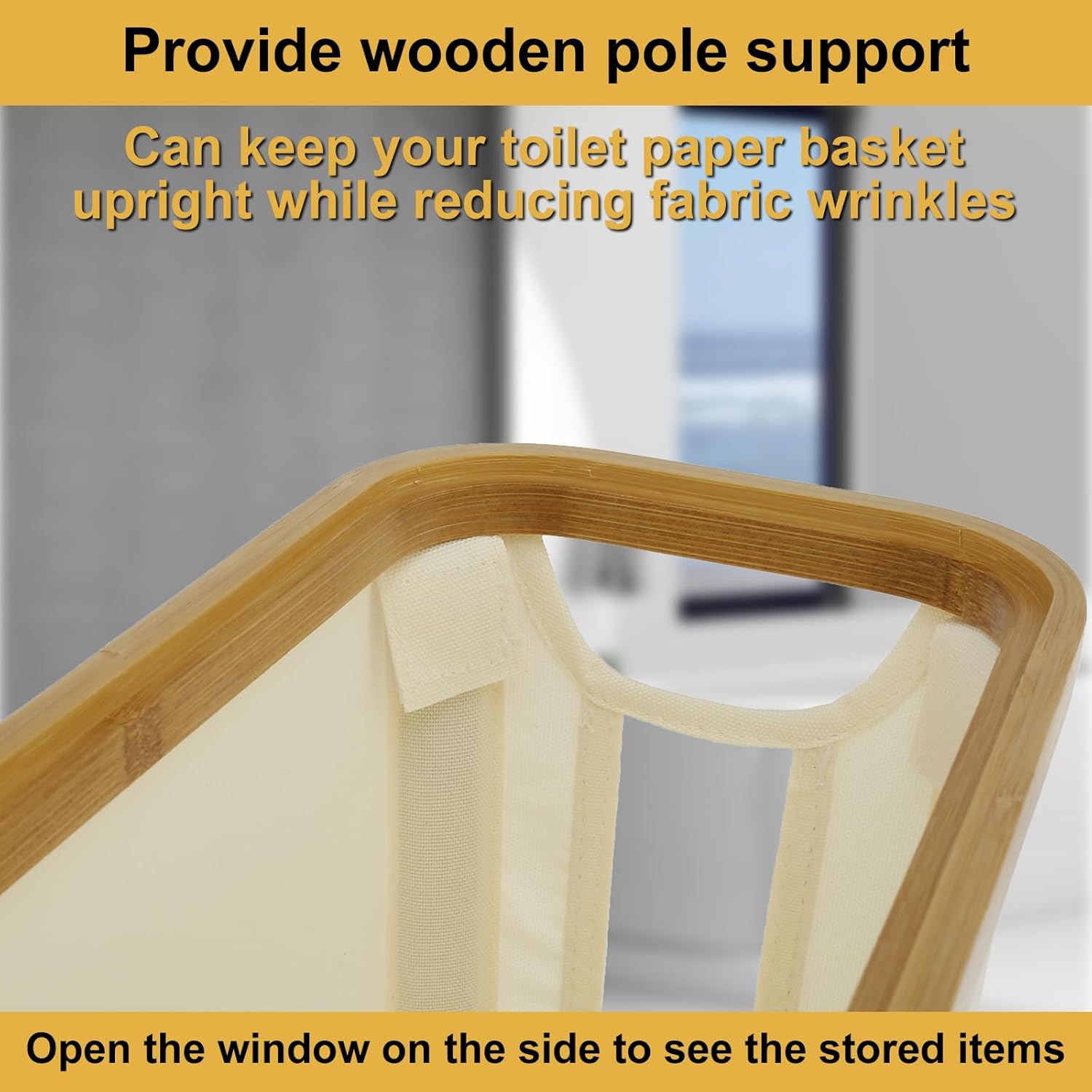 Large Capacity Toilet Paper Basket With Wooden Lid - Foldable Storage Organizer Cabinet for Bathroom Accessories (Style1-Beige)