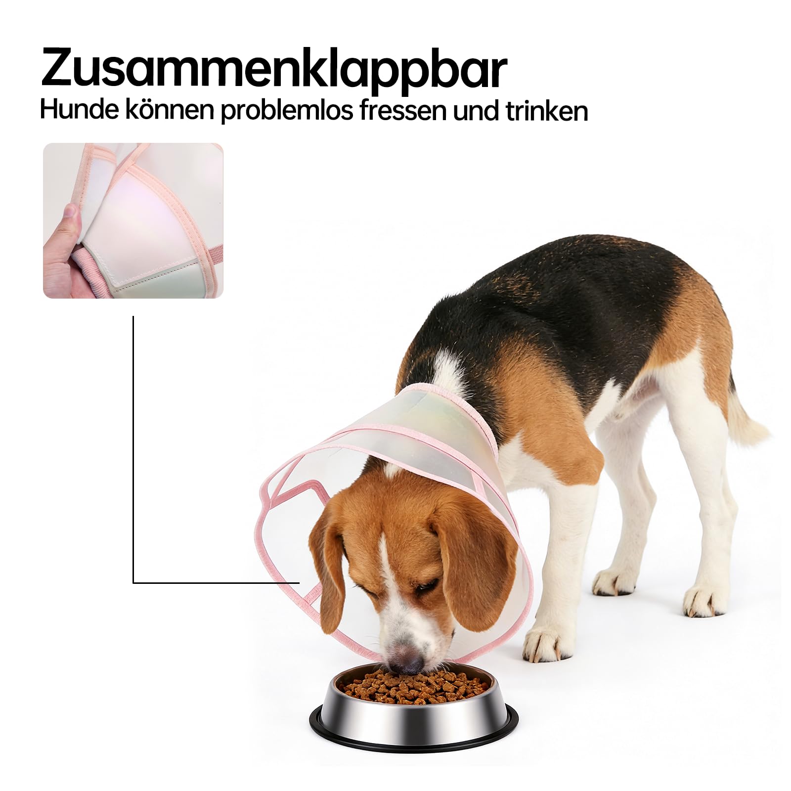 Soft Dog Cone Collar, wasserdicht und klappbarer Elizabethan-Kragen für Hunde nach der Operation, kein Leck Recovery E-Kragen, Bequeme Schutzkegelalternative für große Hunde (Pink, XS)