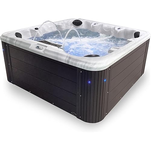 Insight Outdoor Hot Tub, 7-Person 34-Jet, 86-Port Non-Lounger Acrylic Spas with Ice Bucket by Aqualife by Strong Spas