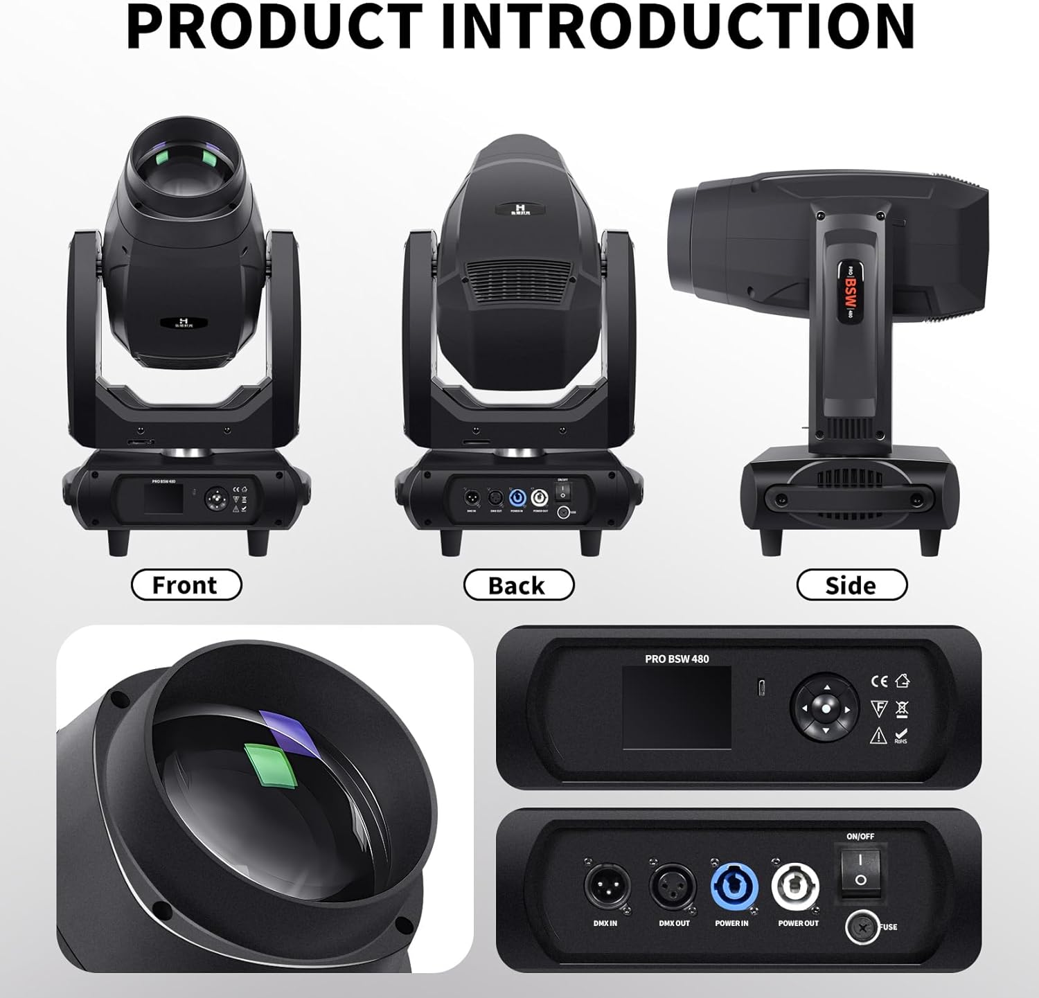 DJCLUB PRO480BSW Control Panel and Ports