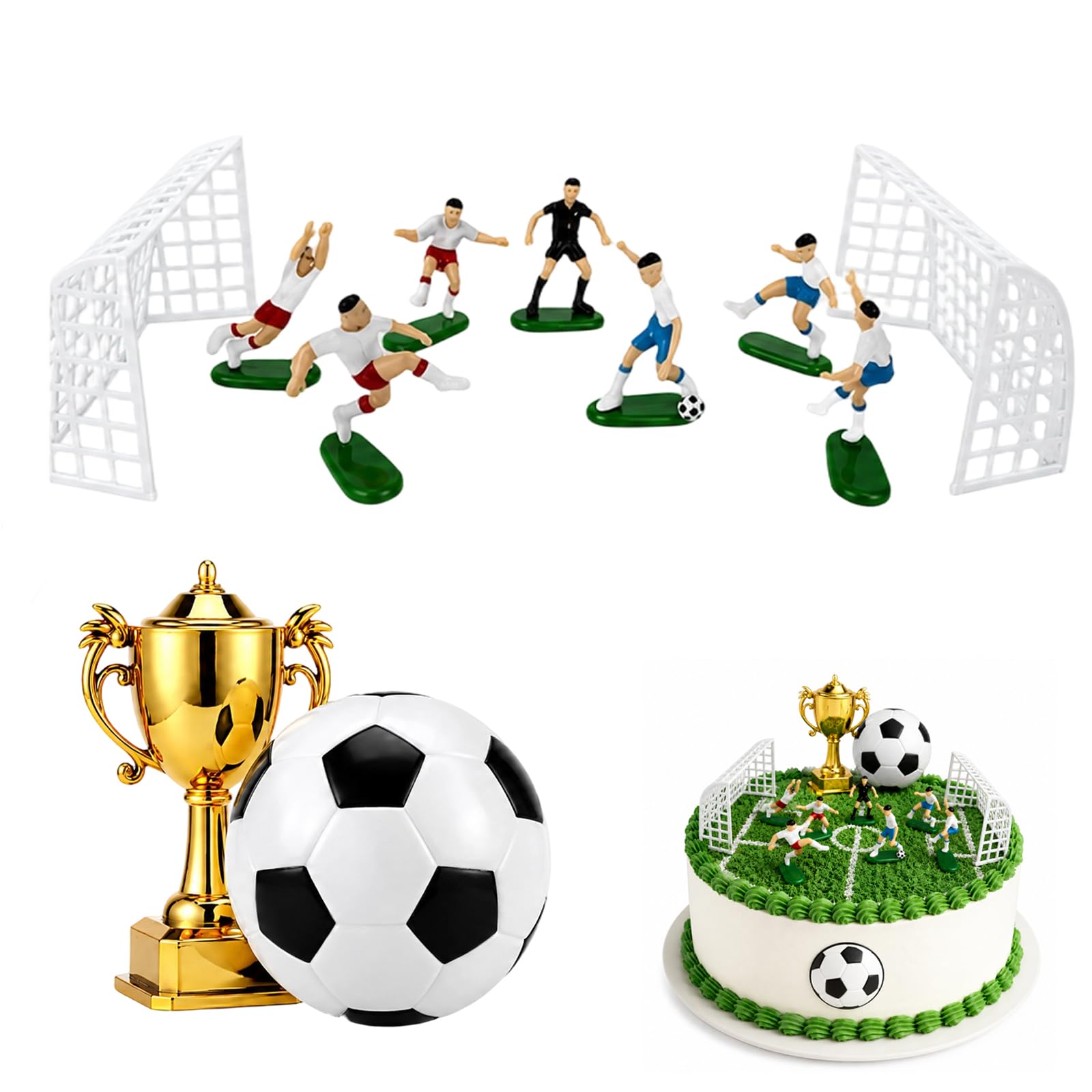3 PCS Football Cake Topper, Footballs Cake Toppers for Boys, Football Themed Birthday Parties, School Sports Events, DIY Cakes Decorating Projects,