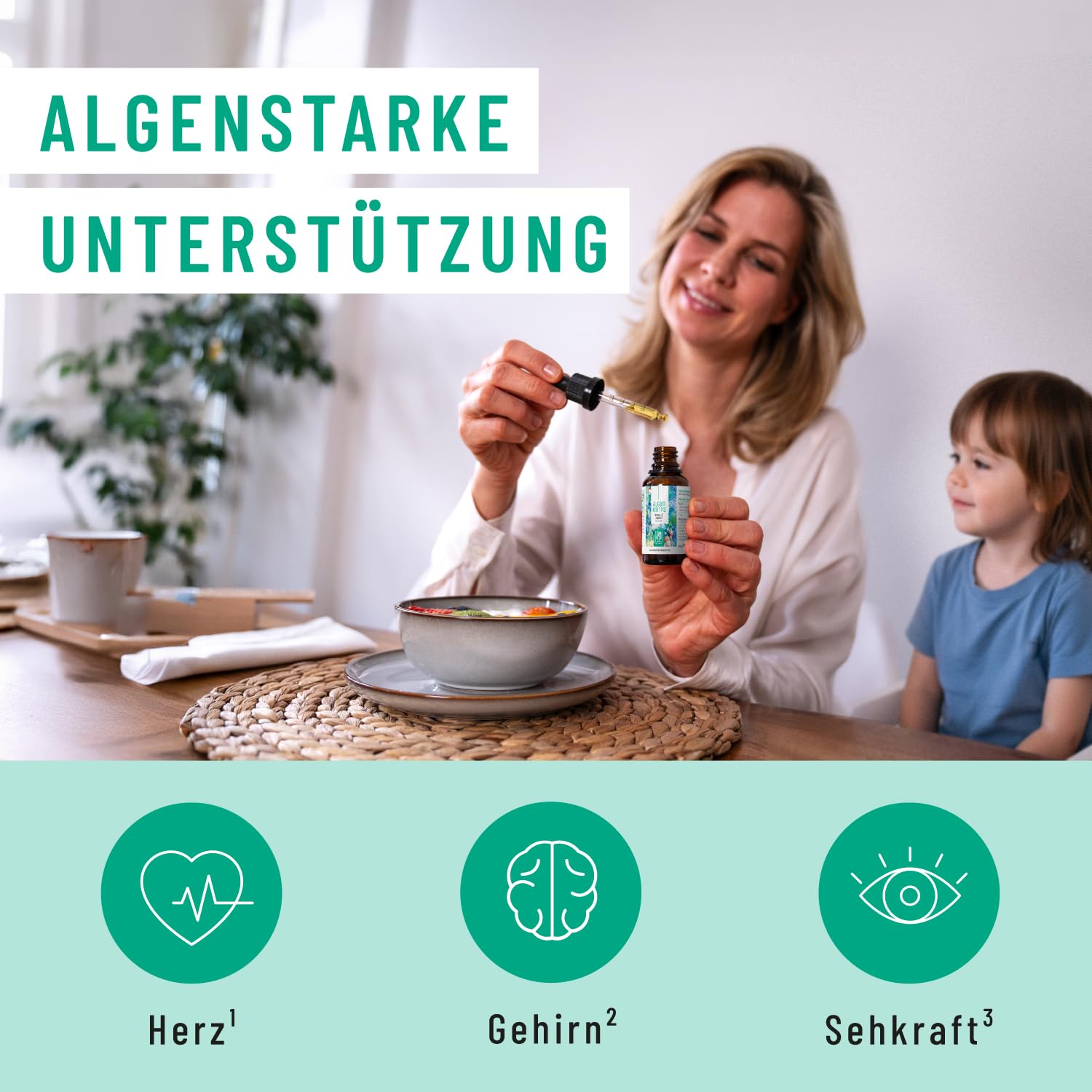 NATURTREU® Omega 3 für Kinder aus Algenöl - Optimiert für Kinder mit leckerem Orangen Geschmack, 250 mg DHA und 125 mg EPA pro Portion - kein Tropfen zählen nötig - Omega 3 Kids - Vegan - 50 Portionen