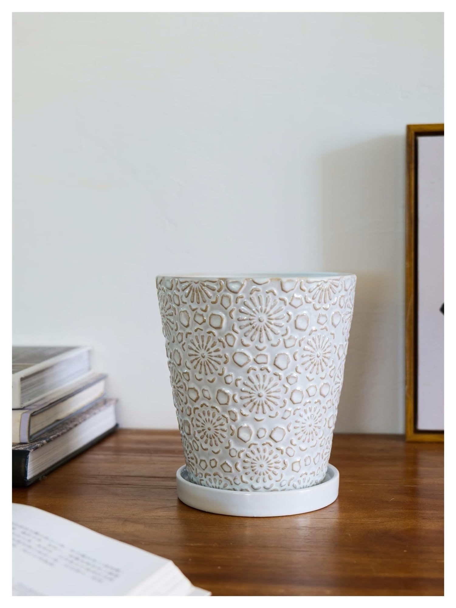 Donice ogrodowe Dekoracyjna ceramiczna doniczka z otworem drenażowym i spodkiem Nowoczesna donica na kwiaty ozdobne