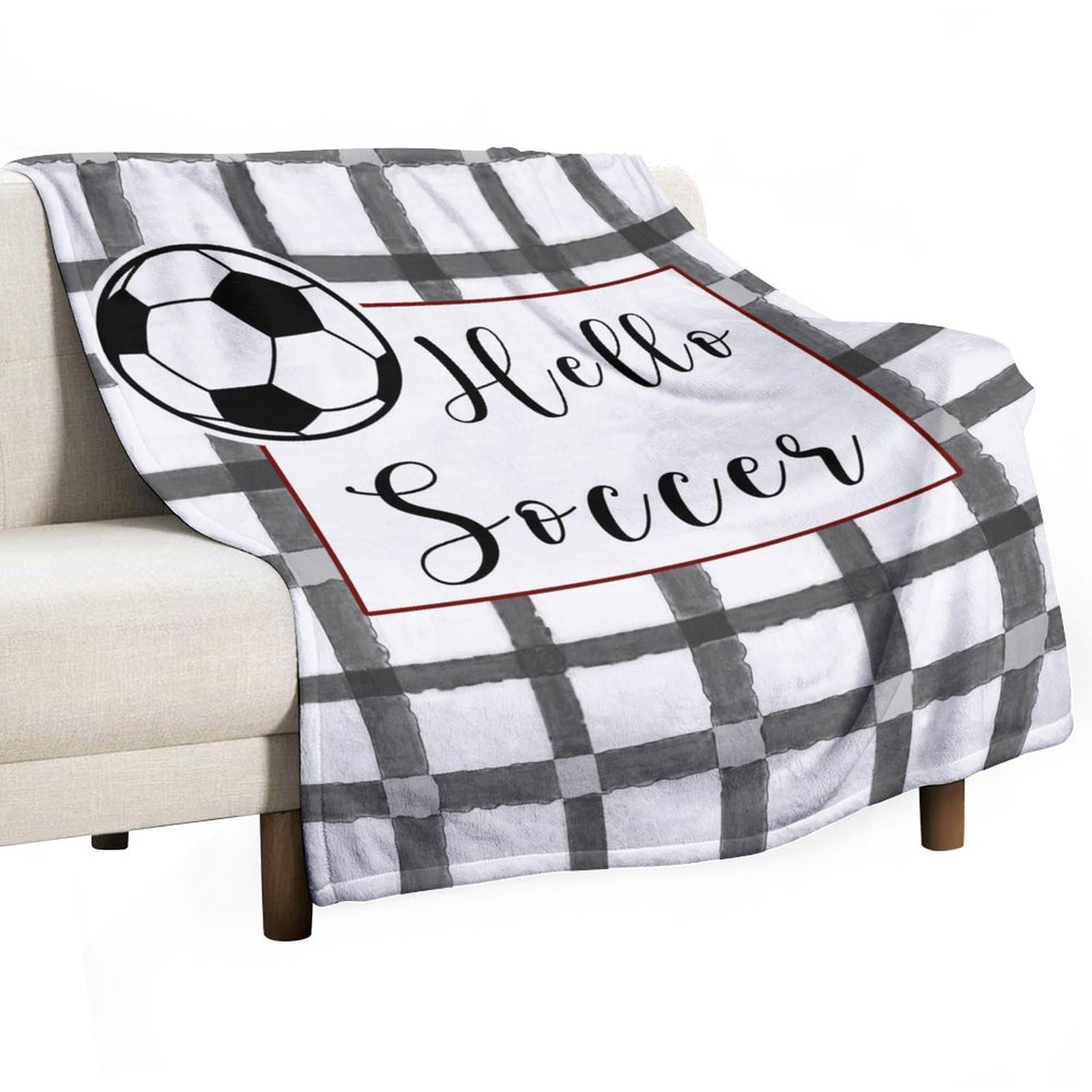 Couverture polaire flanelle Hello Soccer plaid doux grand format