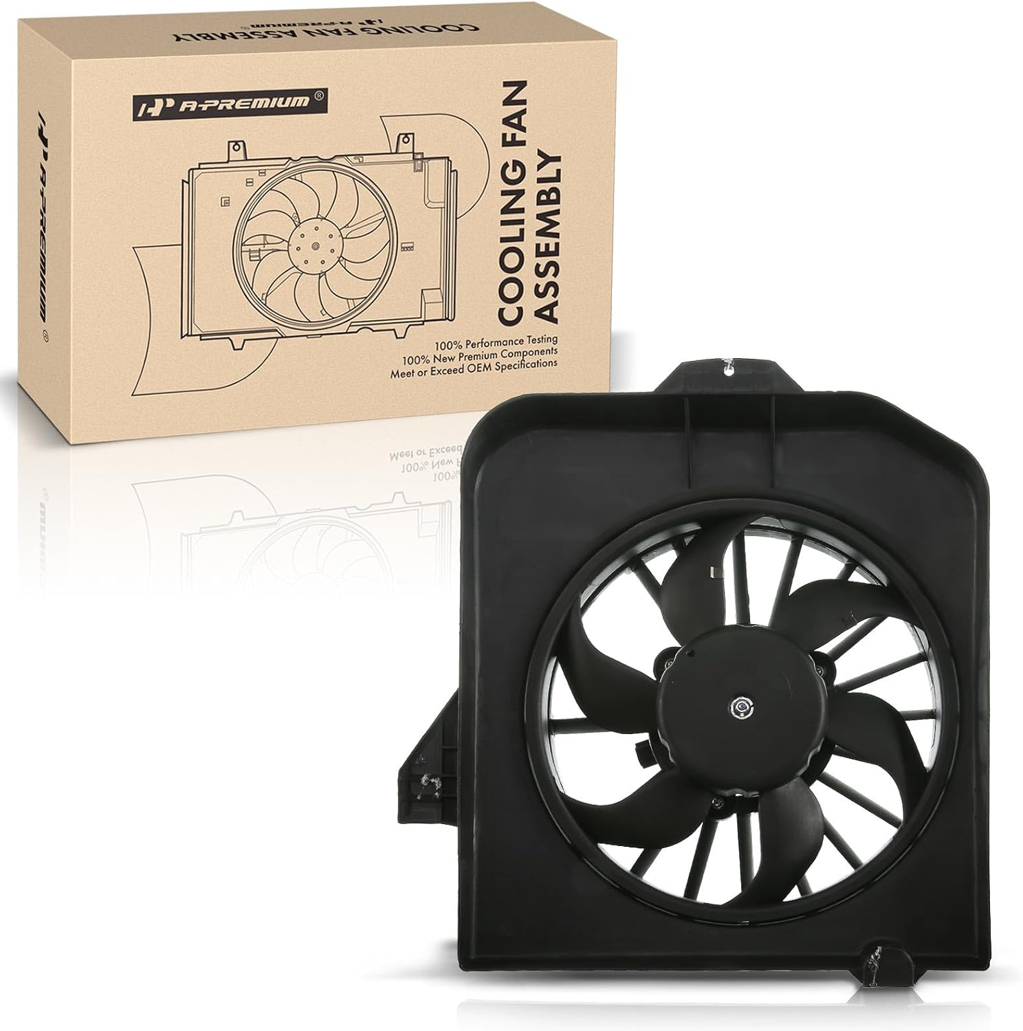 A-Premium Right A/C Condenser Fan Assembly Compatible with Select Dodge & Chrysler Models - Grand Caravan, Caravan, Town & Country, 2001-2005 & Voyager 2001-2003 - Replace# 4809170AD