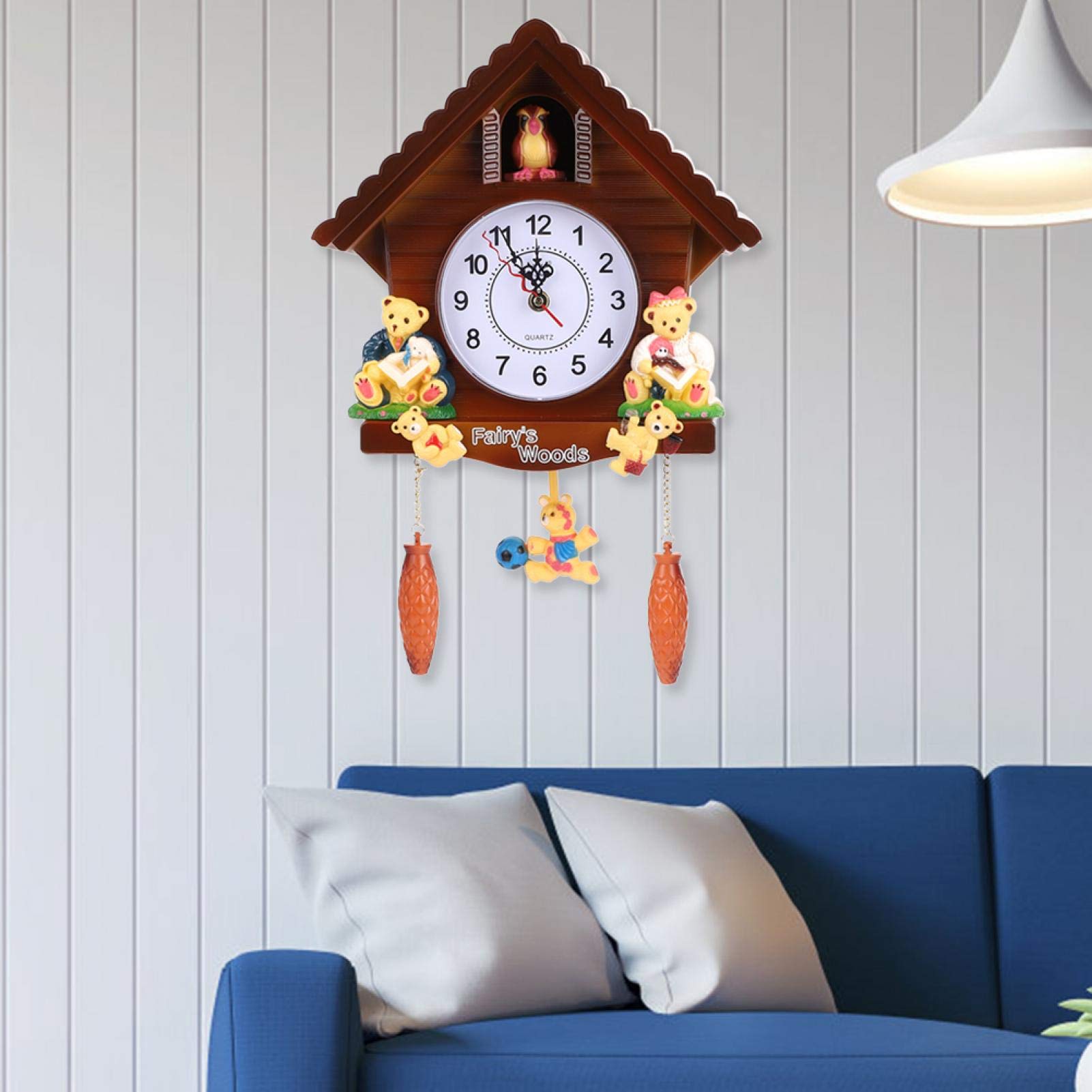 EVTSCAN Koekoeksklok, Traditionele Boomhut Wandklok Art Vintage Decoratie voor Thuis Woonkamer Kantoor Decor