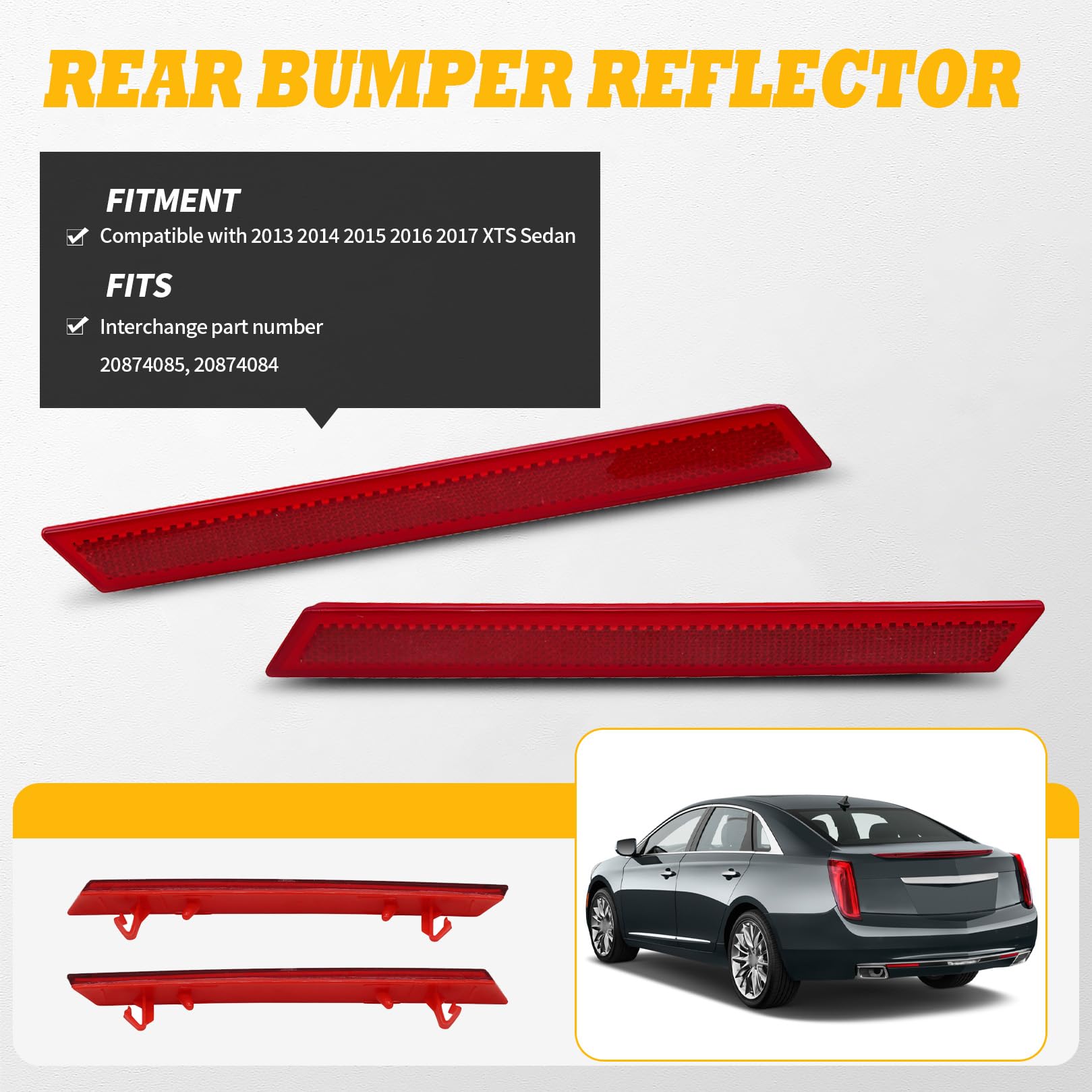 Jecoupoon 20874085 20874084 Rear Bumper Reflector Compatible with 2013 2014 2015 2016 2017 XTS