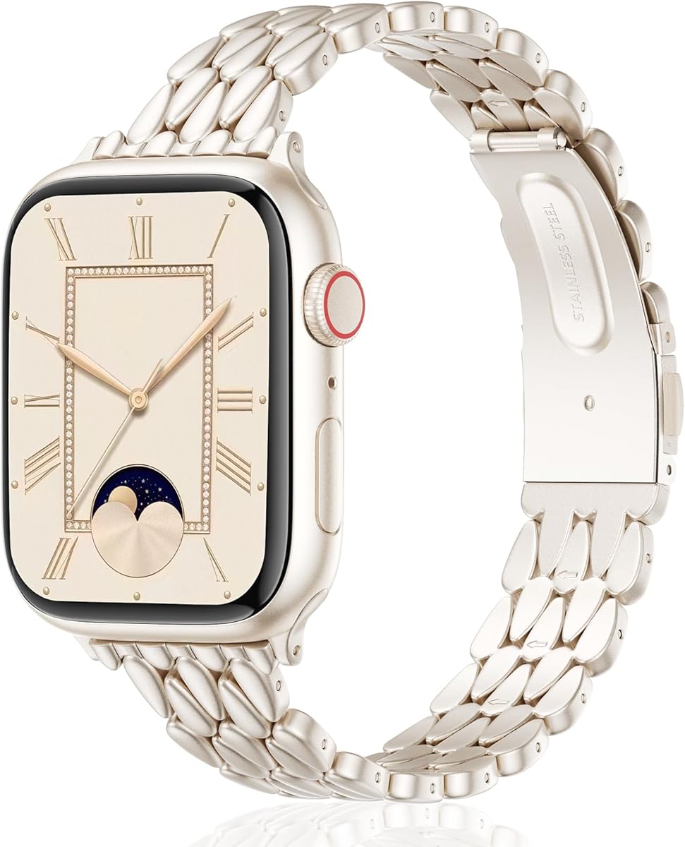 V.R.HOPE Slim Metal Strap Compatible with Apple Watch Straps 40mm 42mm 41mm 38mm 44mm 45mm 46mm 49mm Women, Luxury Business Stainless steel Strap for iWatch SE/Ultra Series 11 10 9 8 7 6 5 4 3 2 1
