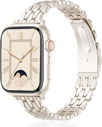 V.R.HOPE Slim Metal Strap Compatible with Apple Watch Straps 40mm 42mm 41mm 38mm 44mm 45mm 46mm 49mm Women, Luxury Business Stainless steel Strap for iWatch SE/Ultra Series 11 10 9 8 7 6 5 4 3 2 1