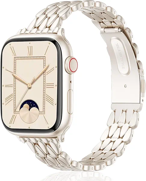 VISOOM Slim Gold Iwatch Bands Compatible With Apple Watch Bands 38/40/41/42/44/45/46mm Women - Thin Metal Dressy Luxury Cute Designer Apple Watch Series 11 10 Se 9 8 7 6 5 4 3 2 1 Bracelet Bands