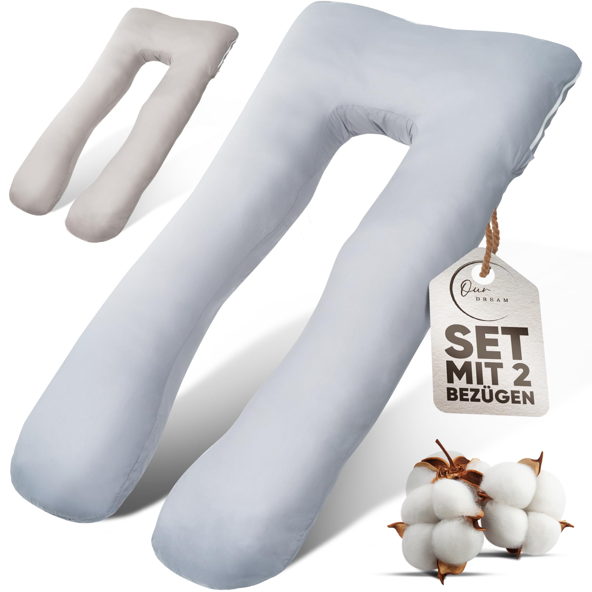 Generisch Schwangerschaftskissen mit Doppelbezug Stillkissen XXL Body Pillow Schlaftherapie Kissen Komfortkissen Flexible Füllung