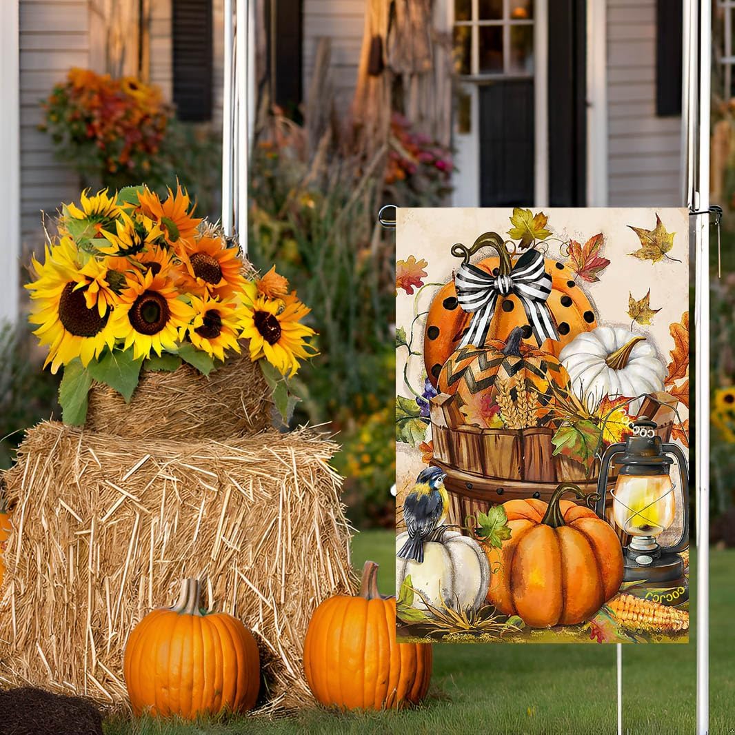 Large Garden Flag 28x40 Double Sided Vertical, Welcome fall Garden Yard House Flags Outsider House Large garden flag Pumpkin Décor