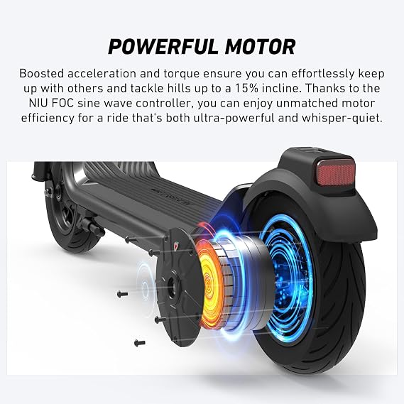 NIU Electric Scooter for Adult - KQi 90 100 200 300 Series E Scooter w/Suspension, 500-1000W Peak Power, 14-37 Max Miles, Top 15-23 MPH, Portable Commuting Escooter, Folding Handlebar(Only 100F, 200F)