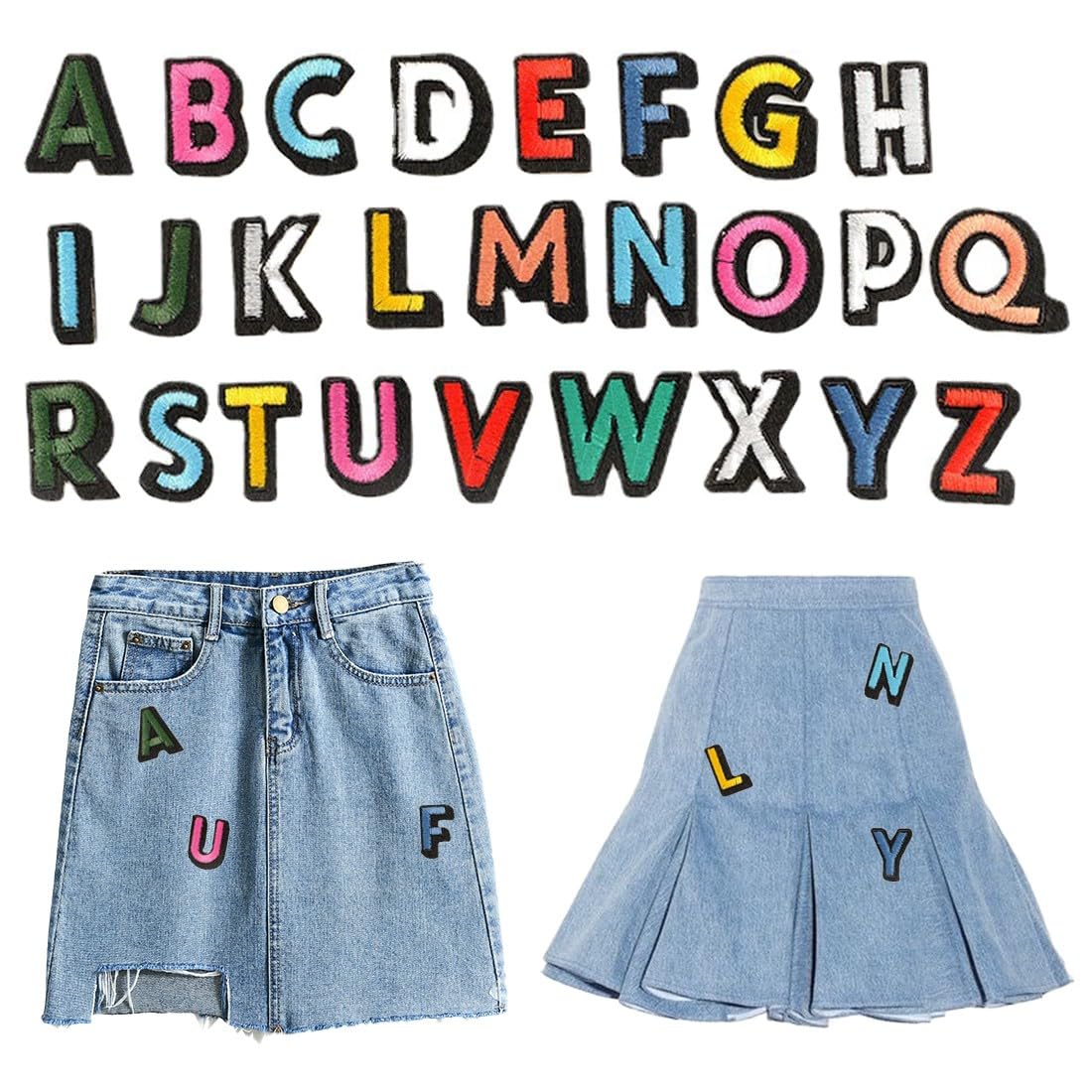 ZKGYUS 26 Pcs Parches Bordados Parches de Planchar de Letras A-Z Parches Apliques Termoadhesivos DIY Coser o Planchar Parches Ropa Termoadhesivos Parches Decorativos de Reparación Patch Sticker