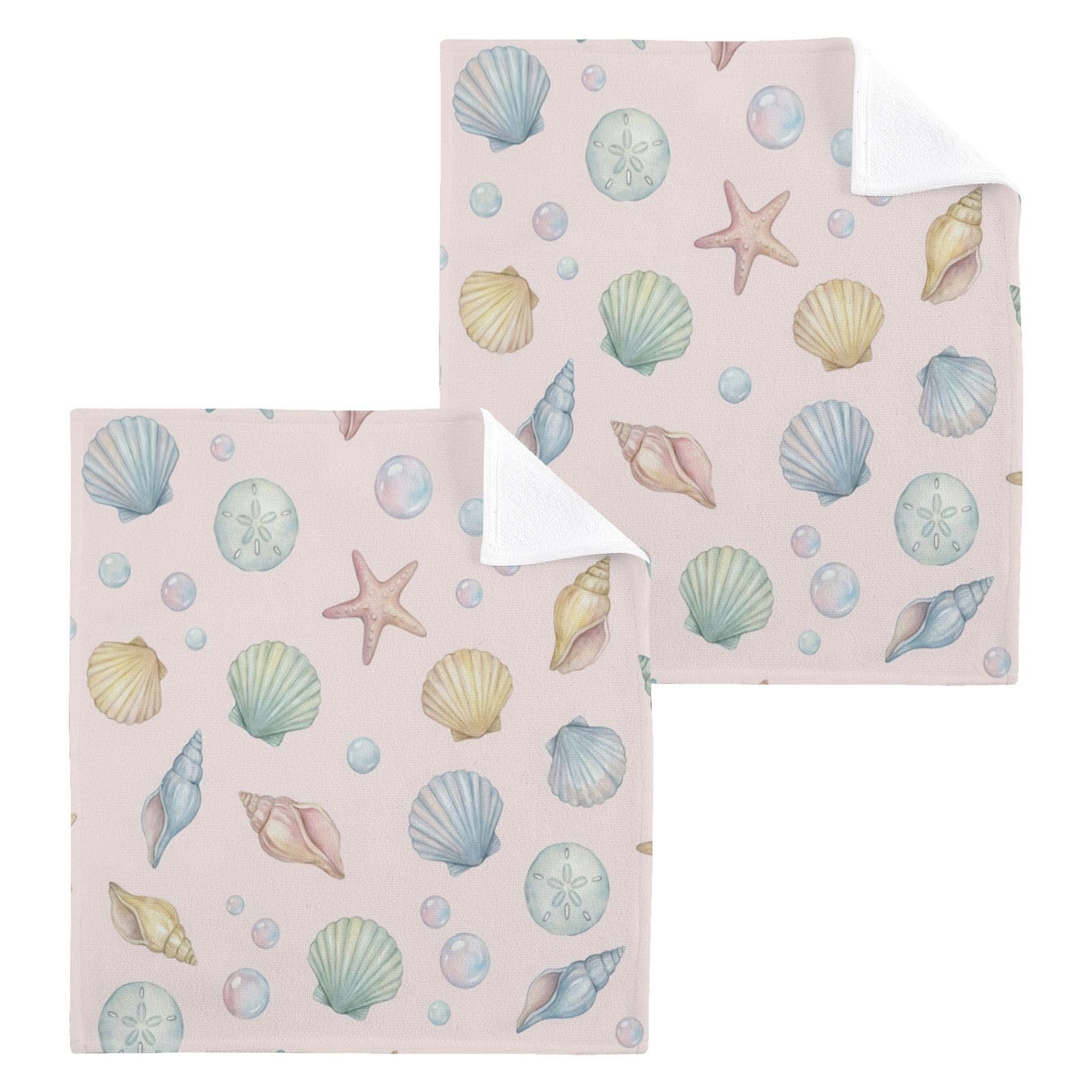 BOESI Pastel Seashell Bubble 12x12in Cotton Washcloth,Face Towel