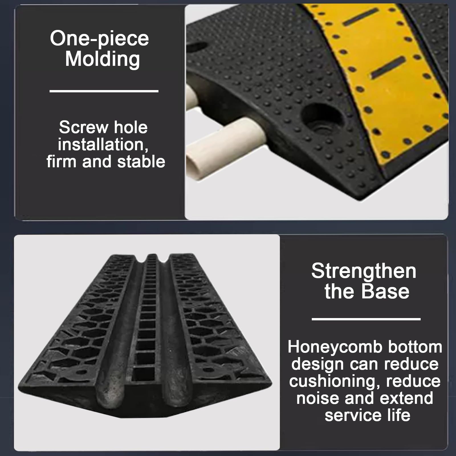 Rampa de Protección, Pasacables Suelo, Material Resistente, Diseño de 2 Canales, Capacidad de Carga 50 T, Muy Adecuado para Asfalto y Hormigón