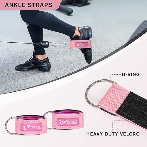 Miniatura 3 de RitFit 7 Pcs Barbell Squat Pad Set, with Resistance Band, 2 Safety Straps, 2 Gym Ankle Straps & Carry Bag, Upgraded Neck & Shoulder Protective Pad