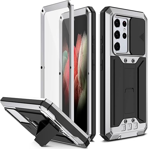 Miniatura 23 de Funda de metal para Samsung Galaxy S21/S21 Plus/S21 Ultra, [grado militar a prueba de golpes] [protector de pantalla integrado] Funda protectora