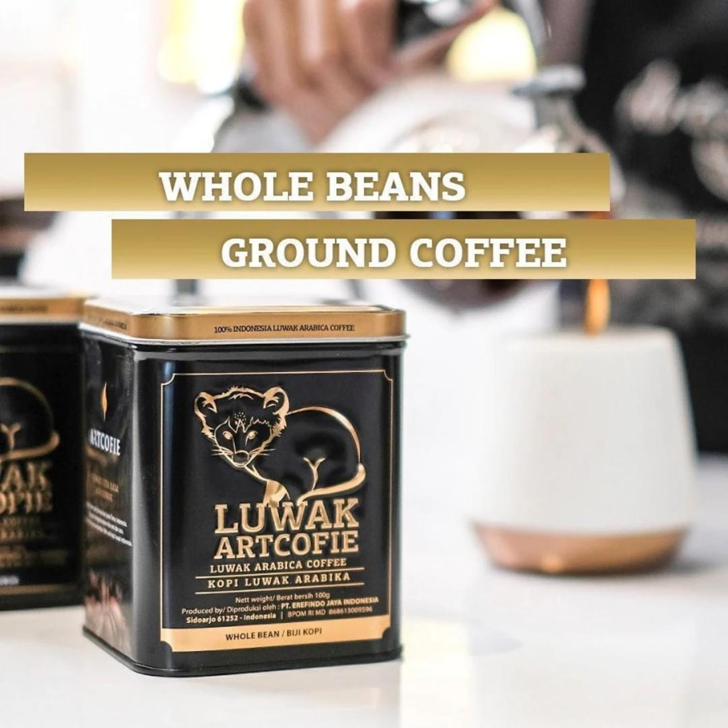 LUWAK ARTCOFIE ルワカコーヒー 100%豆　2缶セット Luwak Artcofie, Luwak Arabica Coffee, Kopi Luwak Arabika, Whole