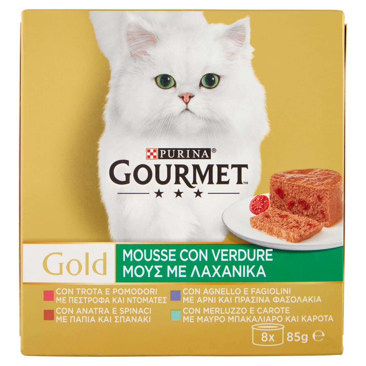 Gourmet Gold Gato, Mousse con Verduras 85 g (Paquete de 8)