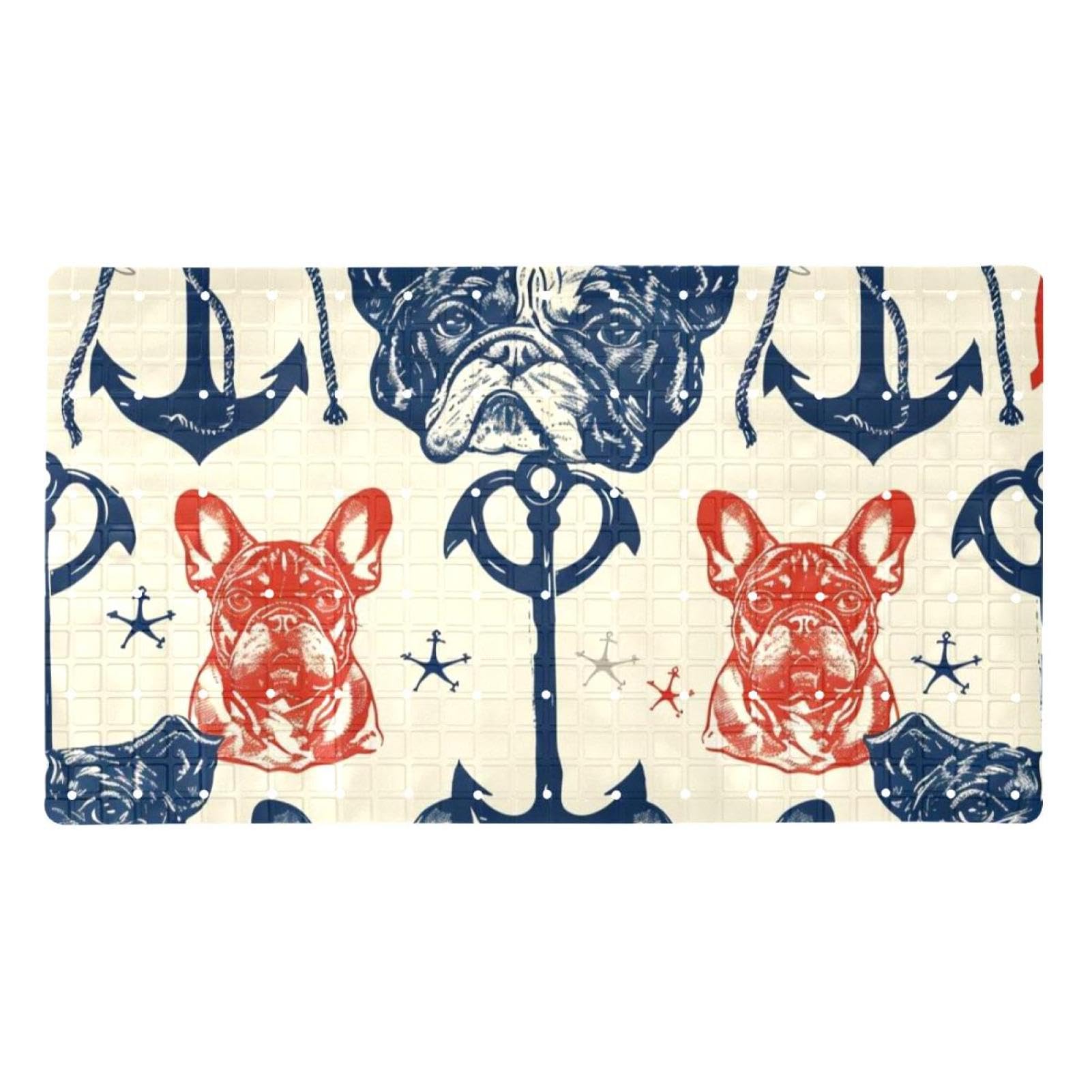 Tapete antideslizante de bulldog extra largo alfombra de baño de secado rápido