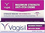 Vagisil Maximum Strength Feminine Anti-Itch Cream with Benzocaine for Women, Helps Relieve Yeast Infection Irritation, Gynecologist Tested, Fast-Acting, Soothes and Cools Skin, 1 oz