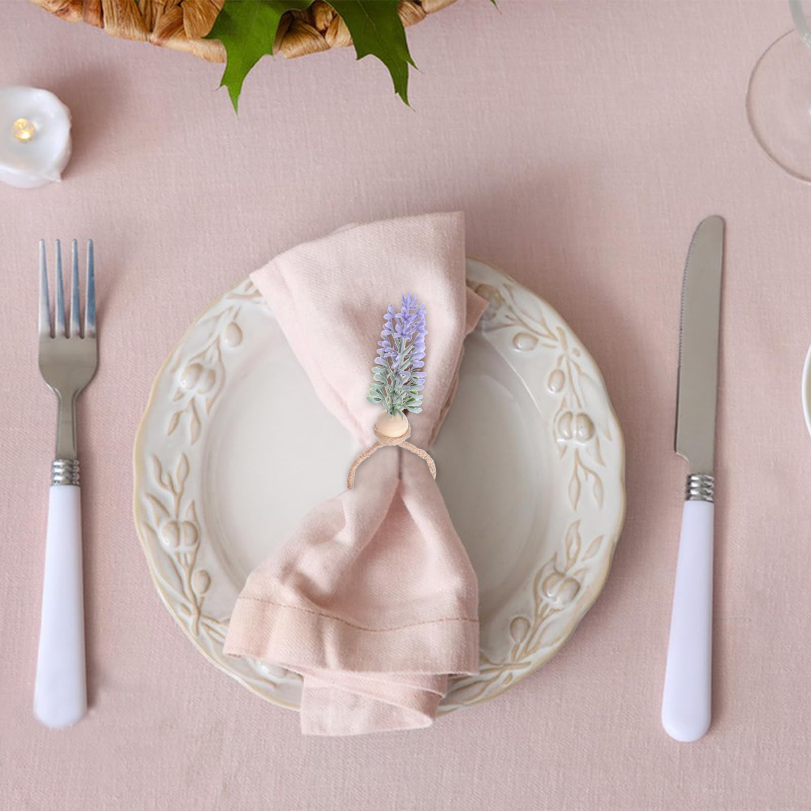 HICOHAND Lavender Napkin Ring Set - Image 4