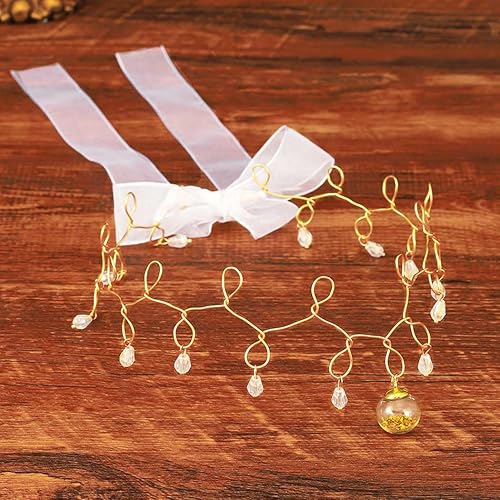 Yean Diadema colgante con cuentas doradas, tocado de círculo para novia, estilo bohemio, festival, disfraces, tocados con cinta para mujeres y niñas Yean Diadema colgante con cuentas doradas, tocado de círculo para novia, estilo bohemio, festival, disfraces, tocados con cinta para mujeres y niñas
