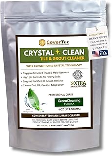 CoverTec Crystal Clean Tile Grout, Hard Surface Powerful Mold, Mildew, Grease, Oil, Stain Remover | Concentrated Cleaner, High pH, Citrus Fragrance 8oz, Prof Grade
